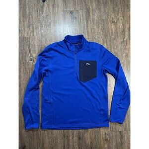 Kjus Hydraulic Halfzip Blue Black Lightweight Men's 50 Medium Golf Pullover